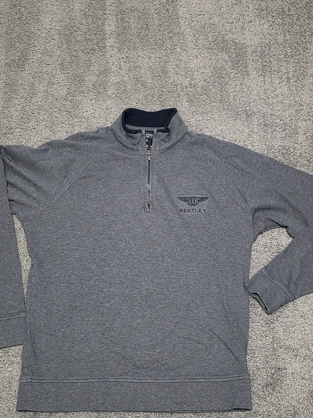 Fairway & Greene Men's Heather Gray Quarter-Zip Sweater with Bentley Logo